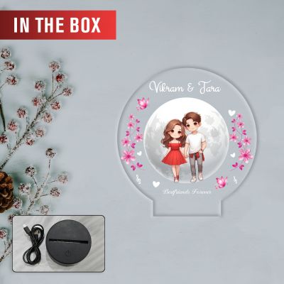 Personalized Best Friends Forever Theme LED Night Light, Custom with Names, Warm White Light Gift for Best Friend